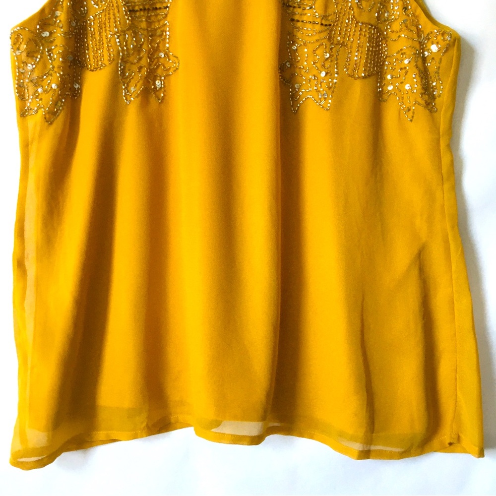 BKE Embellished Sleeveless Tank Top Yellow Gold Size Large - Picture 8 of 16